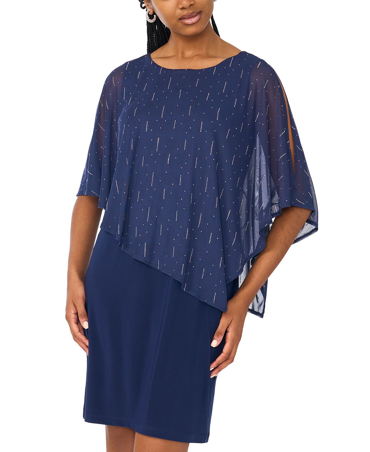 MSK Women's Foil Cape Overlay Crewneck Mini Dress view 2 — MAYCSS fashion products