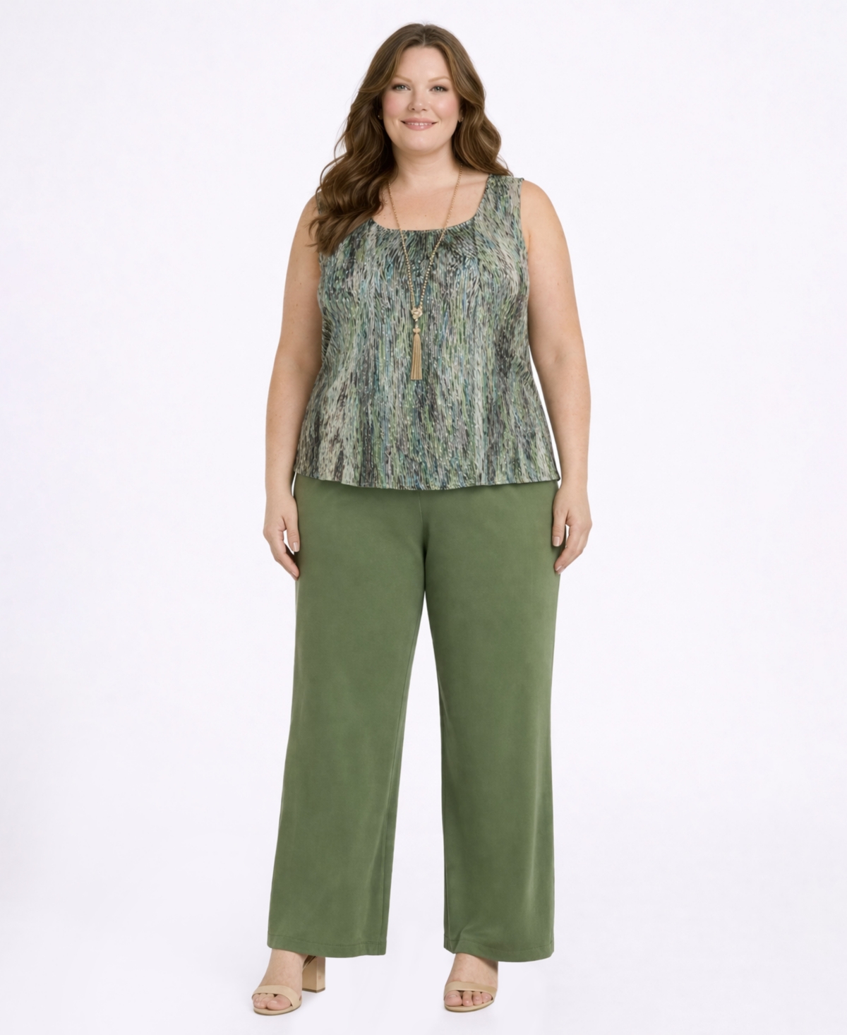R & M Richards Plus Tank Top, Jacket, and Pants, 3-Piece Set