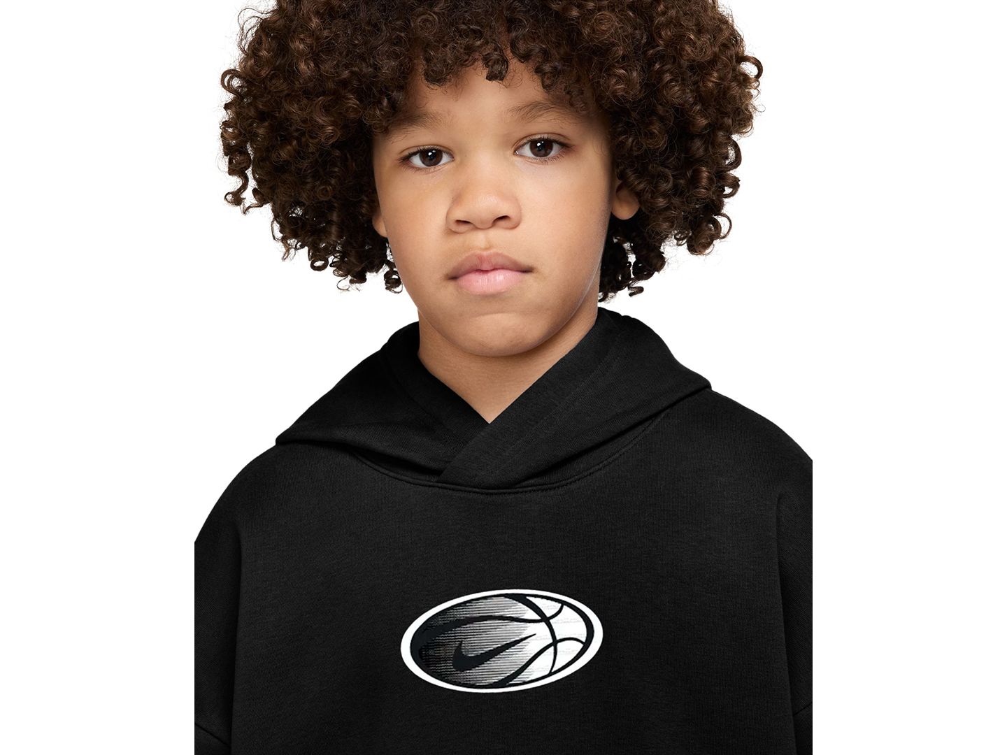 Детское худи Nike Dri-FIT Basketball Long-Sleeve, цвет: Чёрный / Белый — фото 2
