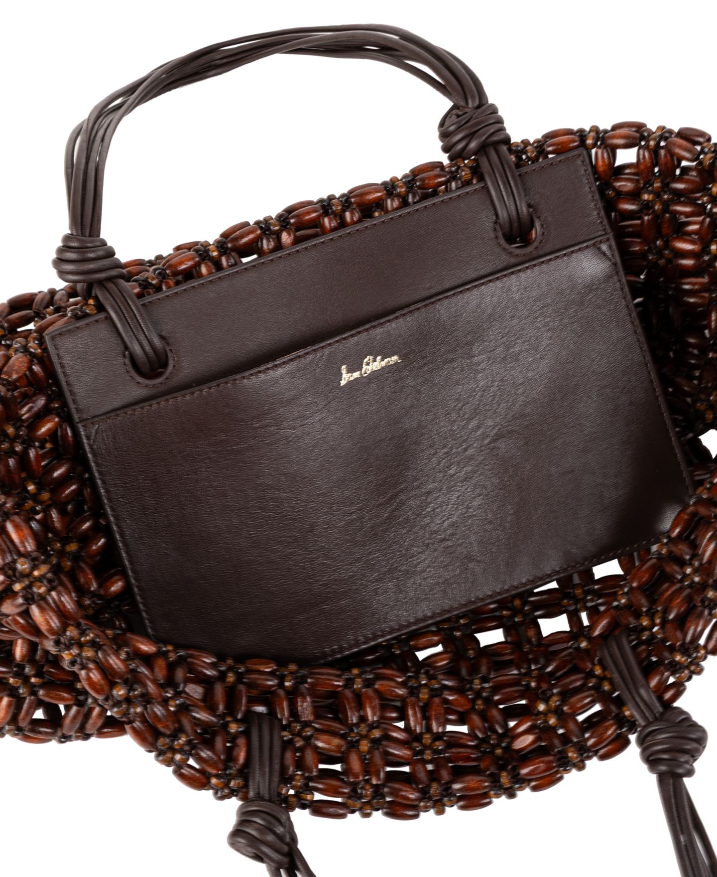 Женская сумка Sam Edelman Raye Bead Large Tote Handbag, цвет: Тёмный коричневый — фото 5
