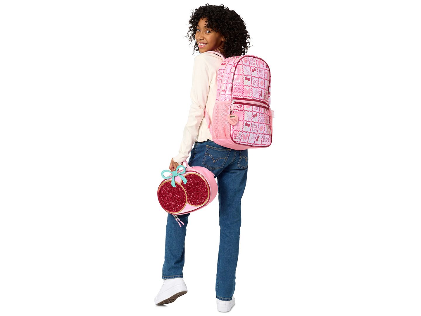 Сумки Rainbow Sugar Backpack, Calculator and Strawberry Shaped Lunch Box, 3-Piece Set для девочек, цвет: Розовый / Красный — фото 10