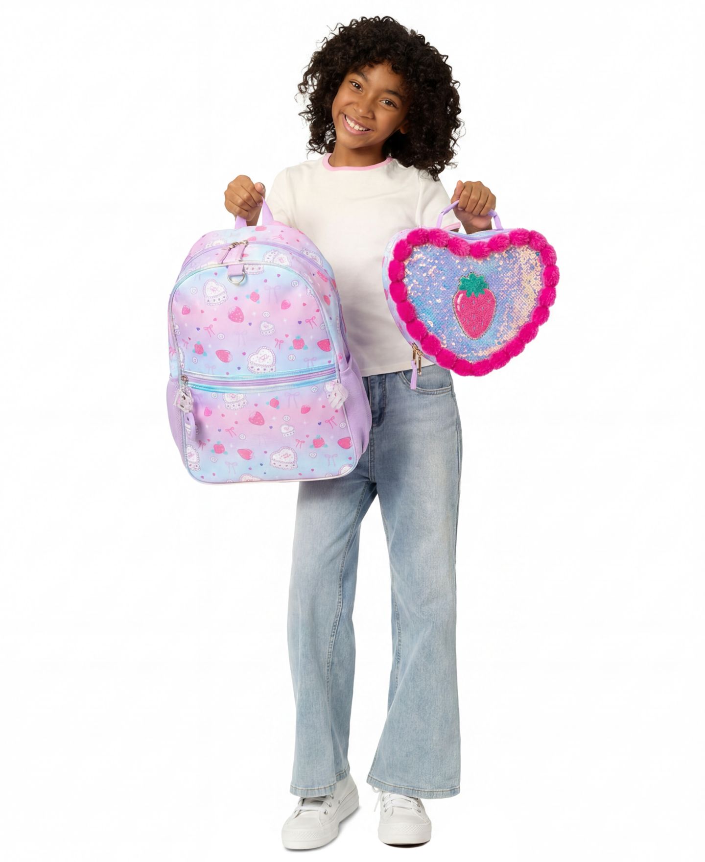 Сумки Rainbow Sugar Backpack, Calculator Charm and Lunch Bag, 3-Piece Set для девочек, цвет: Фиолетовый / Разноцветный — фото 3