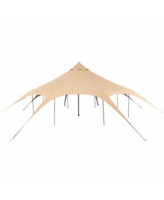 Canvas Bell Tent 16.4 feet 4-Season Yurt with Stove Jack, Breathable Tent for up to 8 People