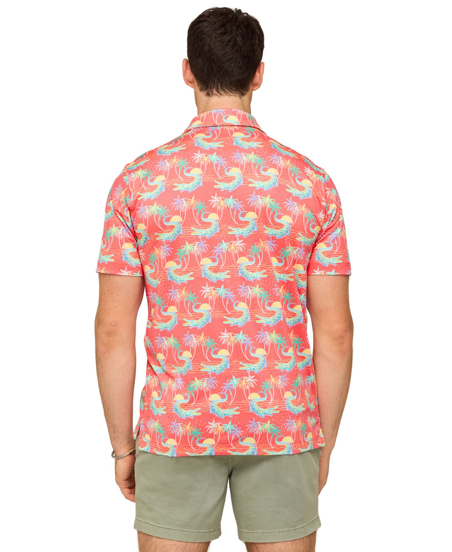 Мужское поло Chubbies Swampy Soiree Short-Sleeve Polo Shirt, цвет: Коралловый — фото 4