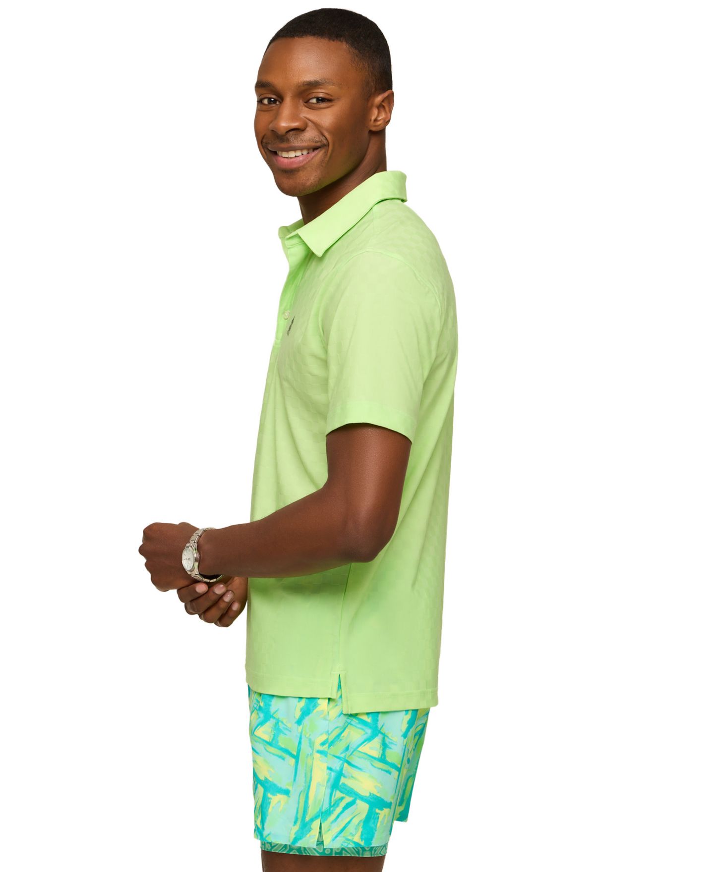 Мужское поло Chubbies Vanna Textured Performance Polo Shirt, цвет: Яркий зелёный — фото 3