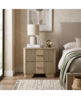 Sierra White Oak Modern Fluted 2-Drawer Nightstand