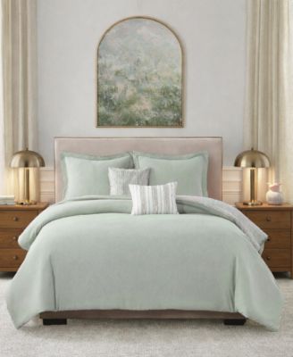 Chambray with Reverse Stripe 5-Piece Comforter Set, Full/Queen