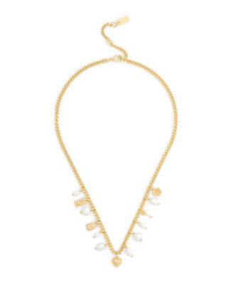 Imitation Pearl Iconic Signature Charm Bib Necklace