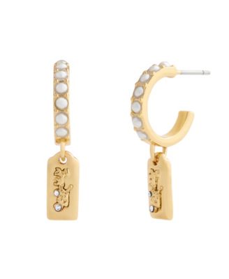 Iconic Imitation Pearl Horse Carriage Charm Huggie Earrings