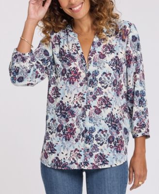 Women's Pintuck Split Neck Top