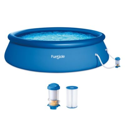 18" x 48" QuickSet Inflatable Ring Top Outdoor Above Ground Pool w/Pump