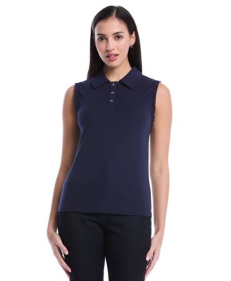 Petite Ruffle Trim Sleeveless Polo Shirt