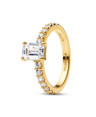 Rectangular Sparkling Halo Ring