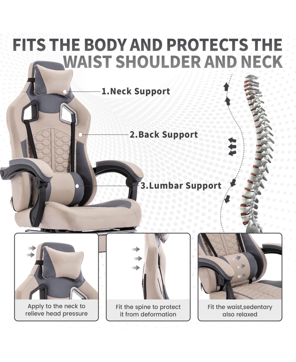 Flynama Massage Gaming Chair with Footrest,Pu Ergonomic Gamer Chair