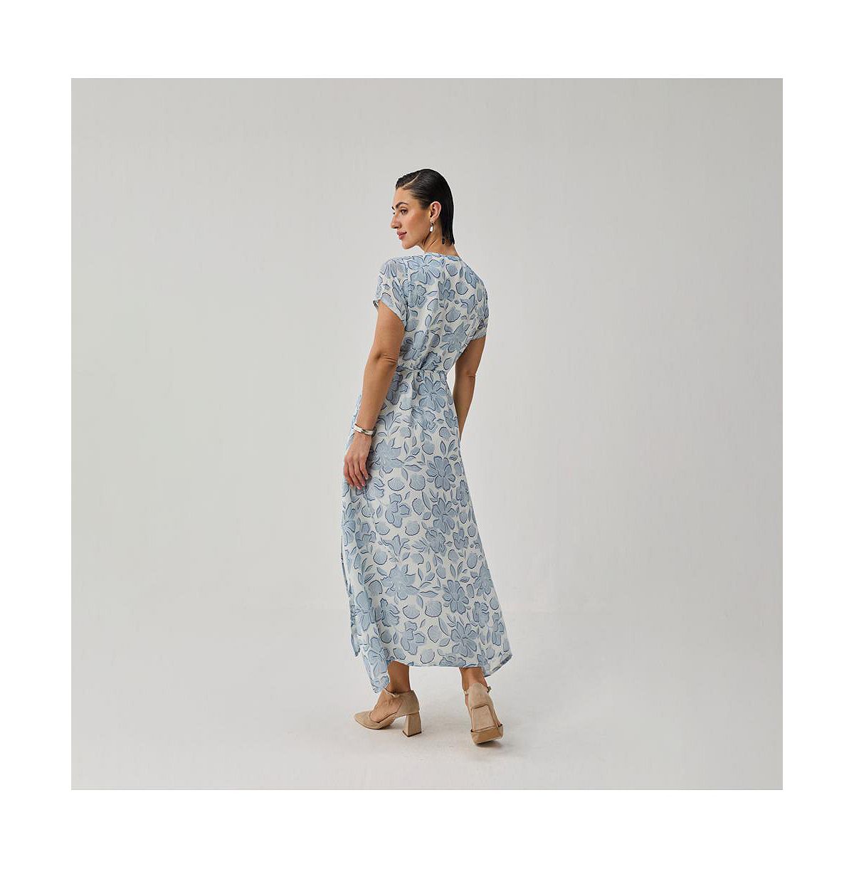 Reistor Women's Floral Print Tie Waist Wrap Maxi Dress view 3 — MAYCSS fashion products