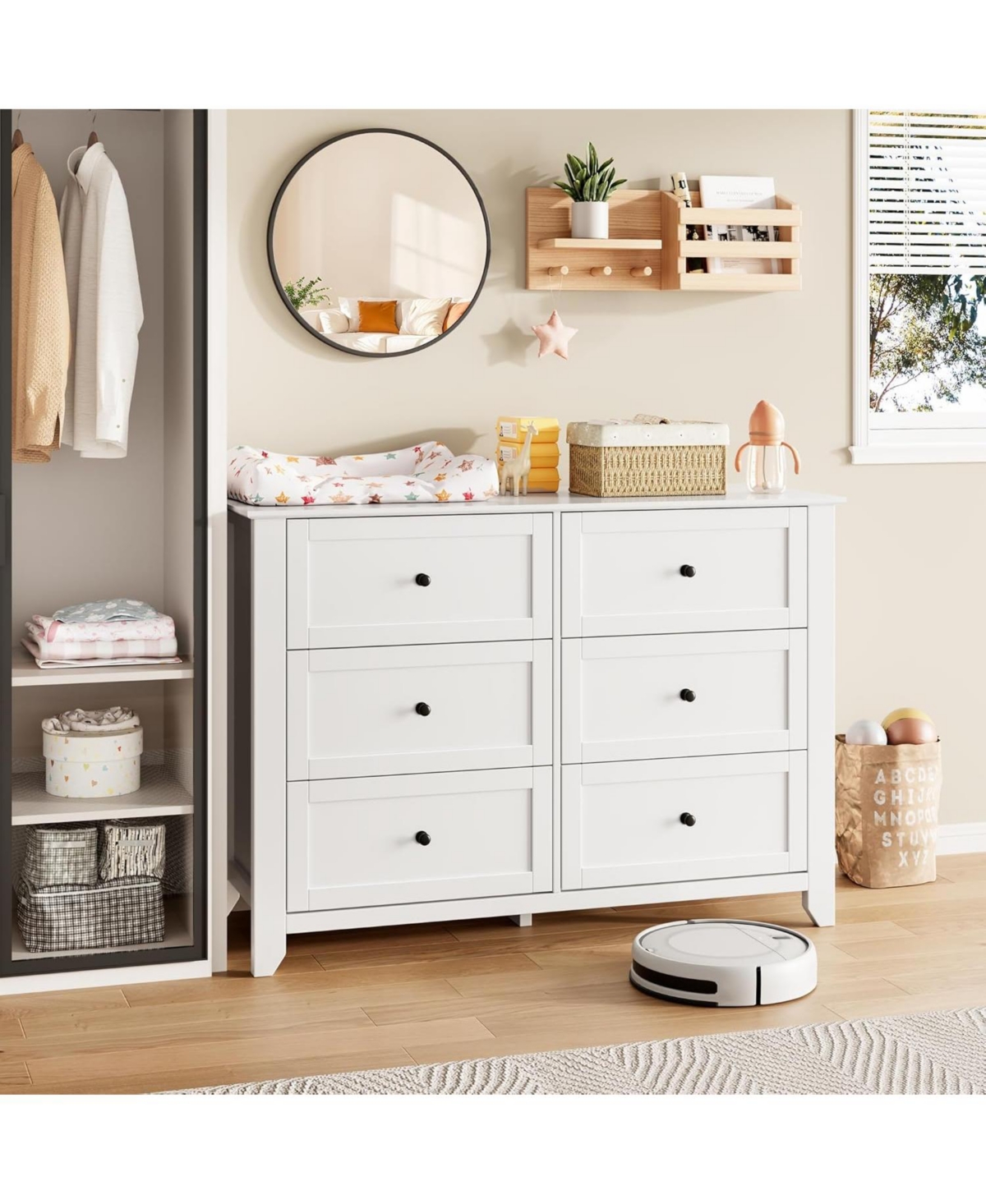 gaomon 6 Drawer Dresser for Bedroom, Large Dresser with Deep Drawers and Metal Knobs, Modern Wooden Chests of Drawers for Entryway