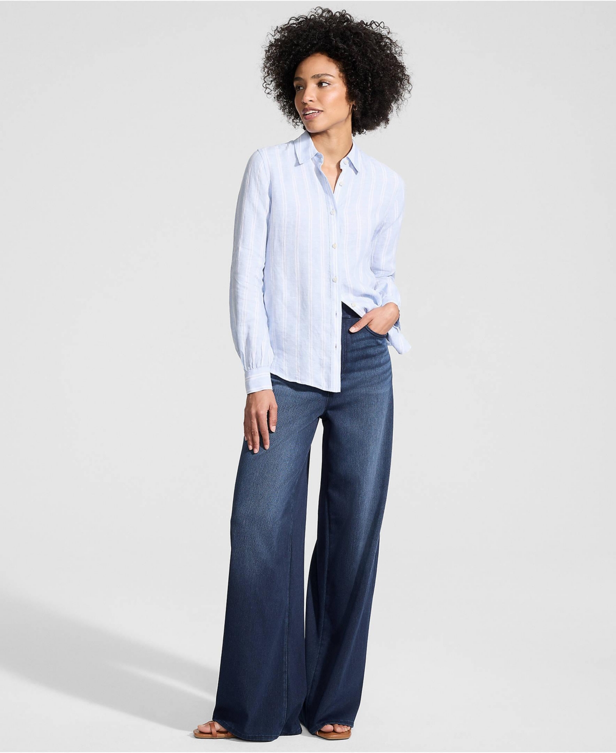 Lands' End Women's Starfish Denim High Rise Wide Leg Jeans