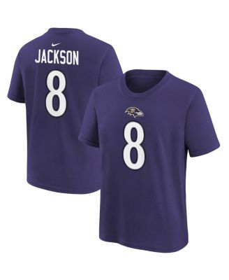 Big Boys and Girls Lamar Jackson Purple Baltimore Ravens Player Name & Number T-Shirt