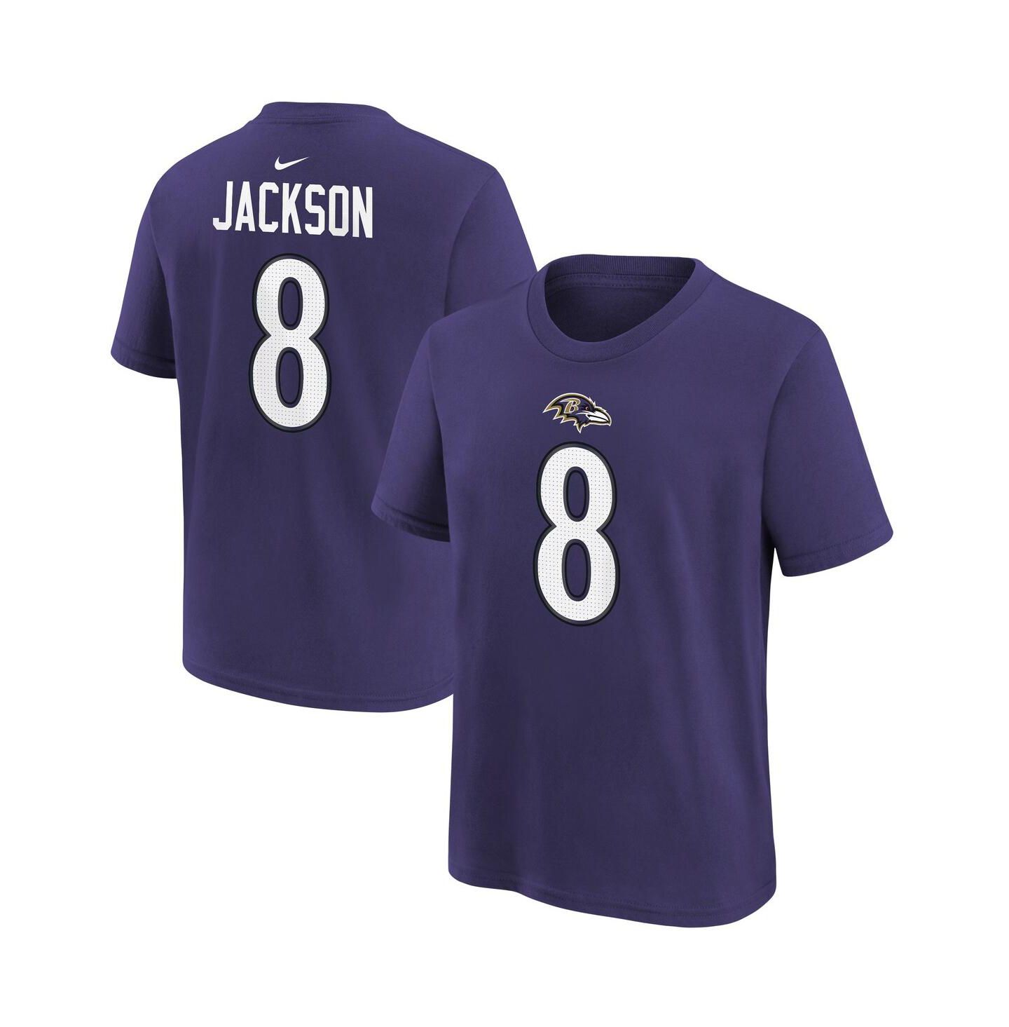 Детская футболка Nike Lamar Jackson Baltimore Ravens с именем и номером, фиолетовая — фото 1