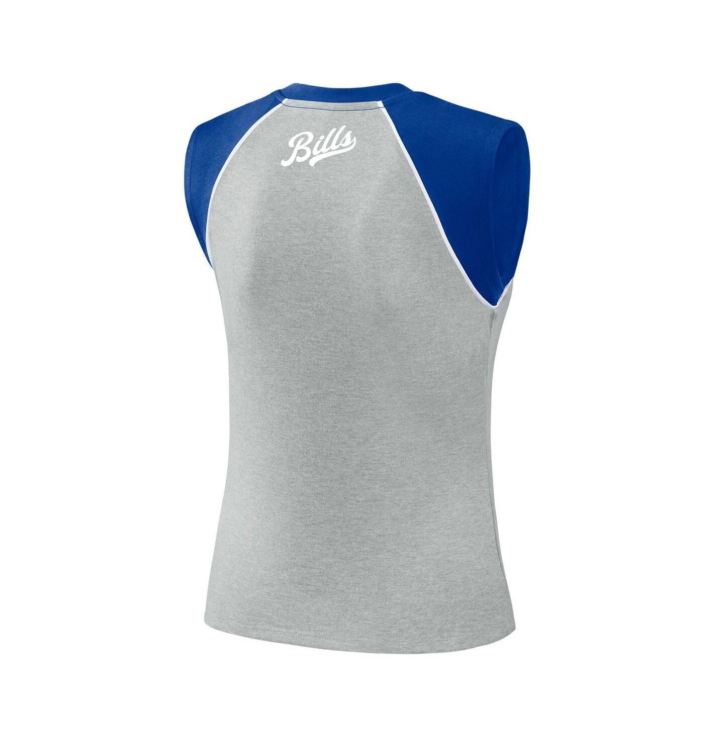 Женский топ WEAR by Erin Andrews Gray Buffalo Bills Cropped Raglan — фото 2