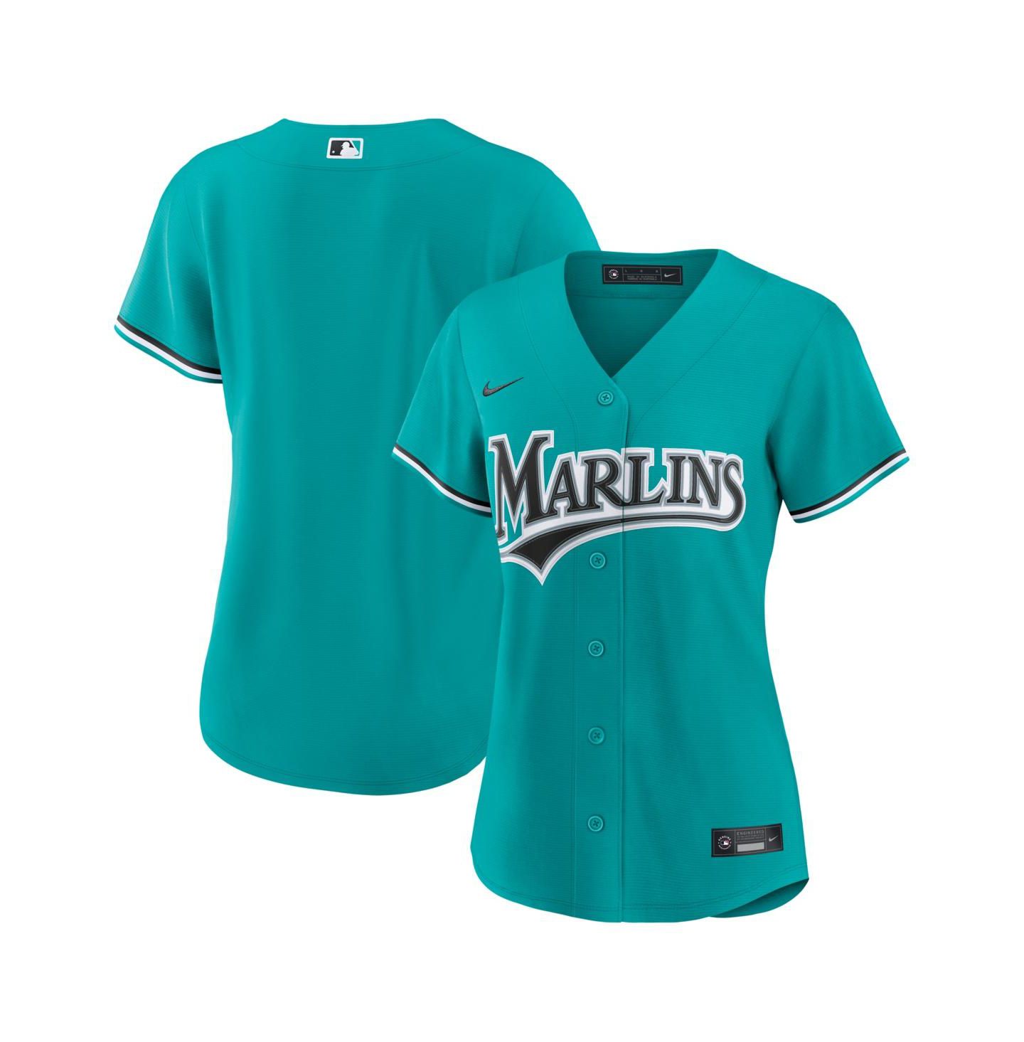 Женский топ Nike Teal Miami Marlins Alternate Replica Jersey — фото 1