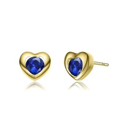 Brilliant Colored Cubic Zirconia Dainty Heart Stud Earrings