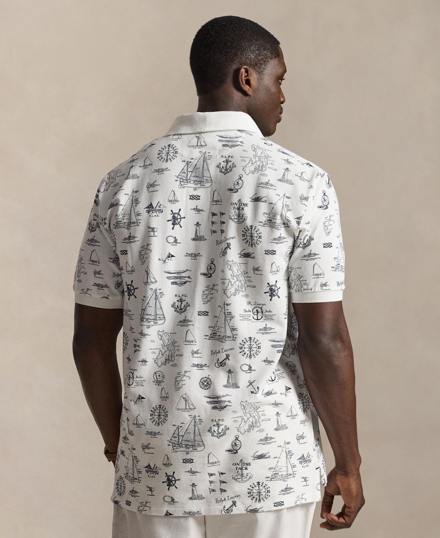 Мужское поло Polo Ralph Lauren Big & Tall Short-Sleeve Nautical Print Mesh Polo Shirt, цвет: Белый — фото 4