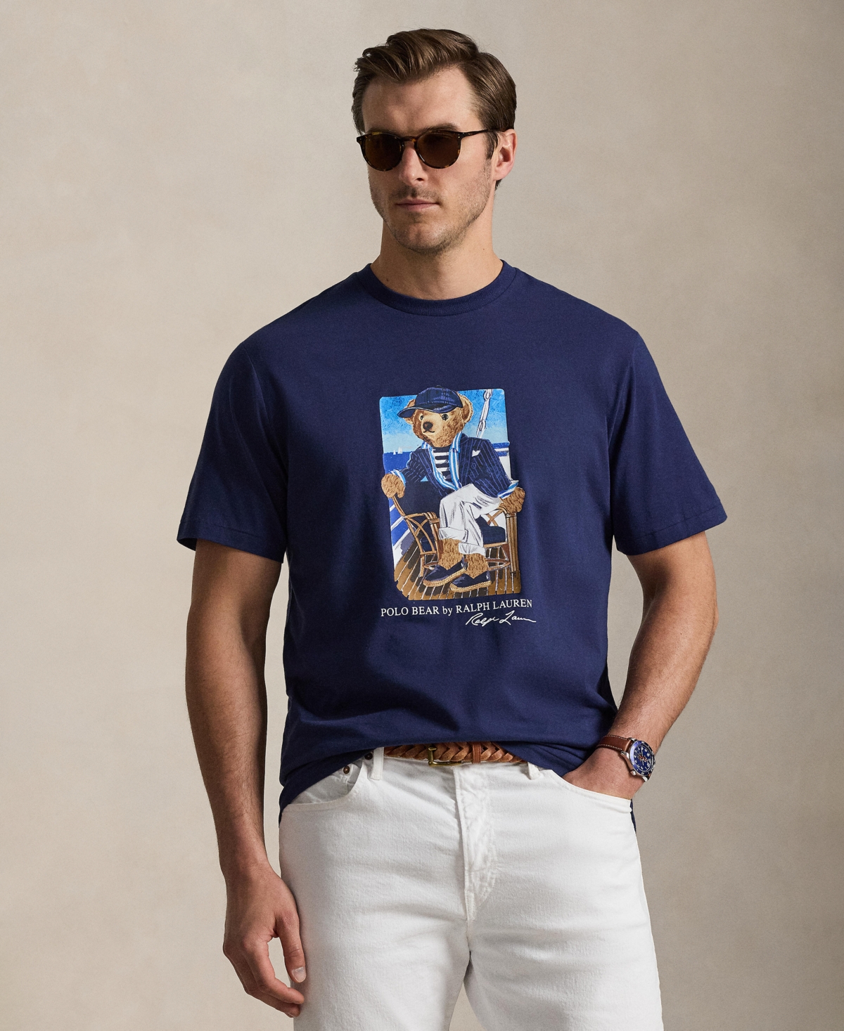 Polo Ralph Lauren Men's Big & Tall Polo Bear Jersey T-Shirt - Newport Bear Newport Navy