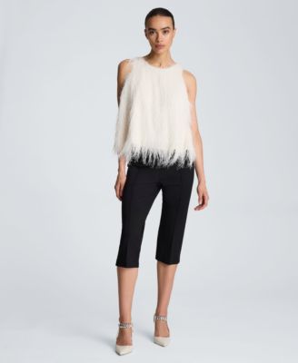 Women's Fringed Sleeveless Crewneck Tank Top