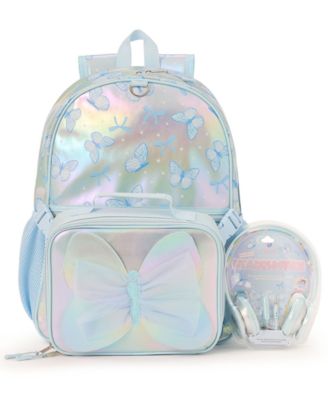 Girls' Butterfly Backpack, 3D Ombre Bow Lunch Bag and Headphone, 3-Piece Set