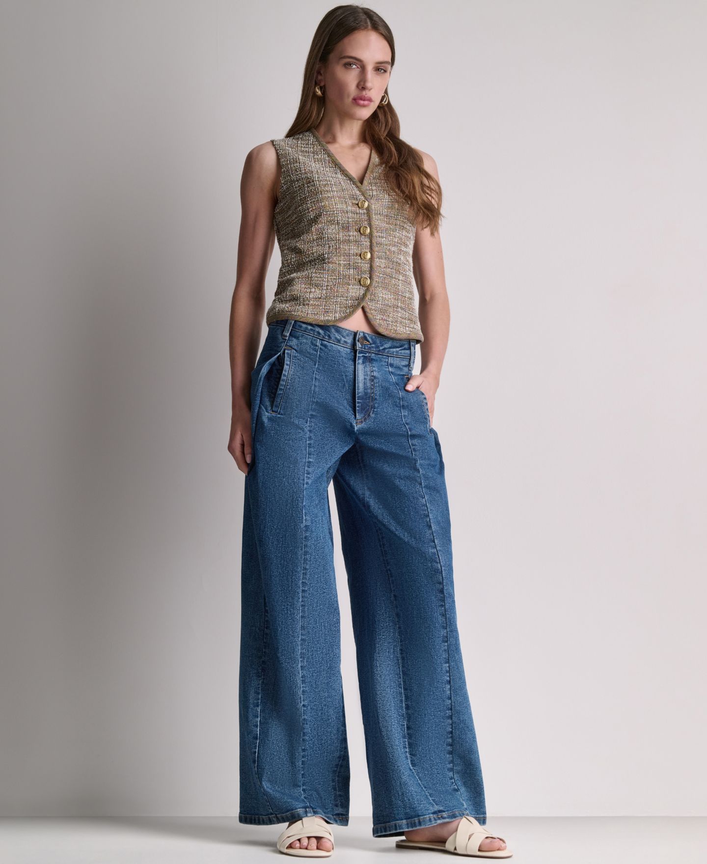 Женский жилет BCBG V-Neck Button-Front Vest, цвет: Разноцветный — фото 7