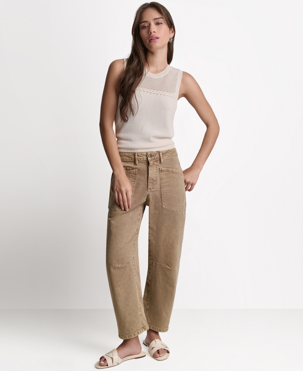 Bcbg Women's Mid-Rise Barrel Leg Pants