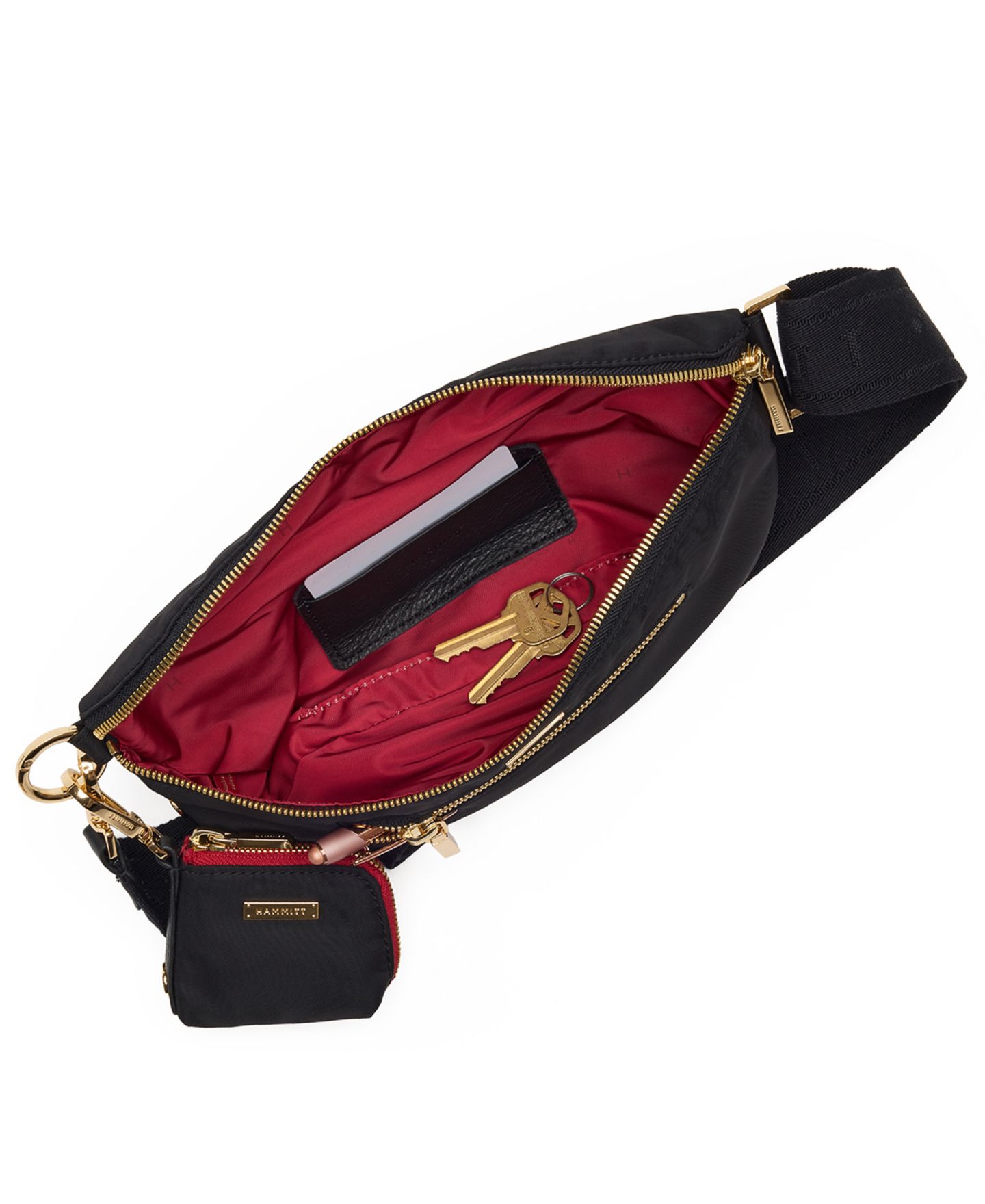 Женская сумка Hammitt Charles Belt Small Crossbody Handbag, цвет: Чёрный / Золотой — фото 4