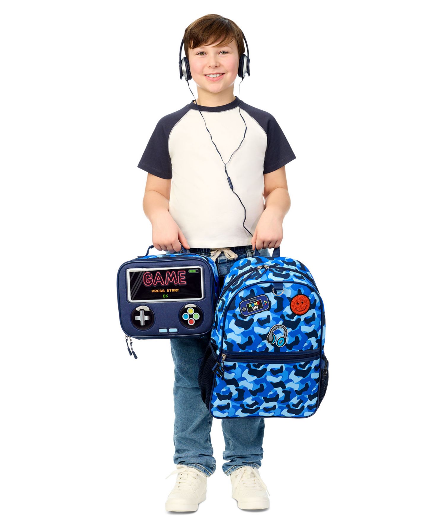 Сумки Extreme Nation Camo Gamer Backpack, Headphone and Lunch Box, 3-Piece Set для мальчиков, цвет: Синий — фото 8