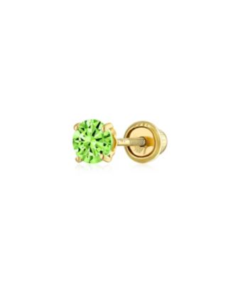 Tiny 3MM Solitaire CZ Cartilage 1 Stud Earring 14K Gold Screwback