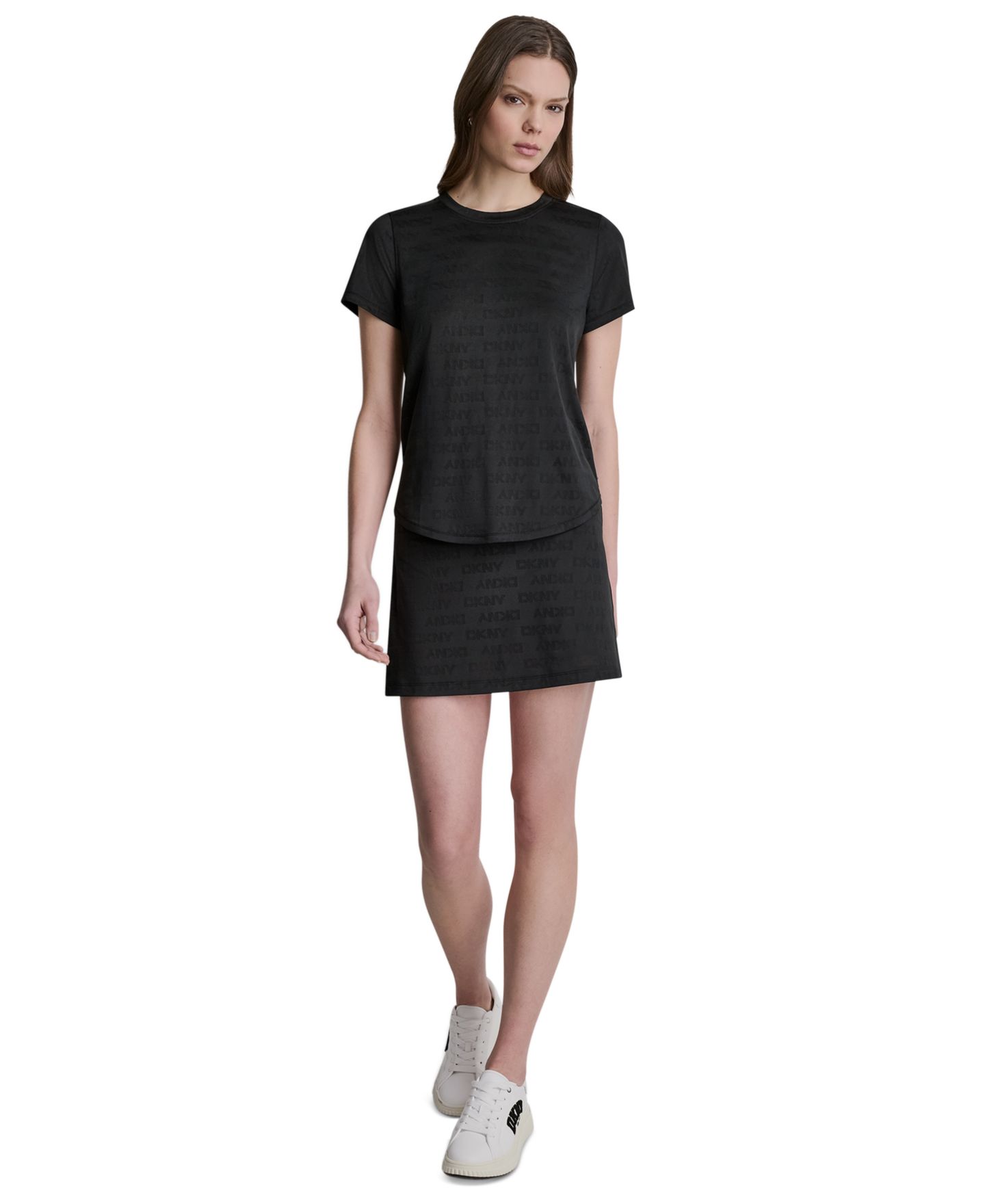 Женская футболка DKNY Sport Crewneck Short-Sleeve T-Shirt, цвет: Чёрный — фото 2