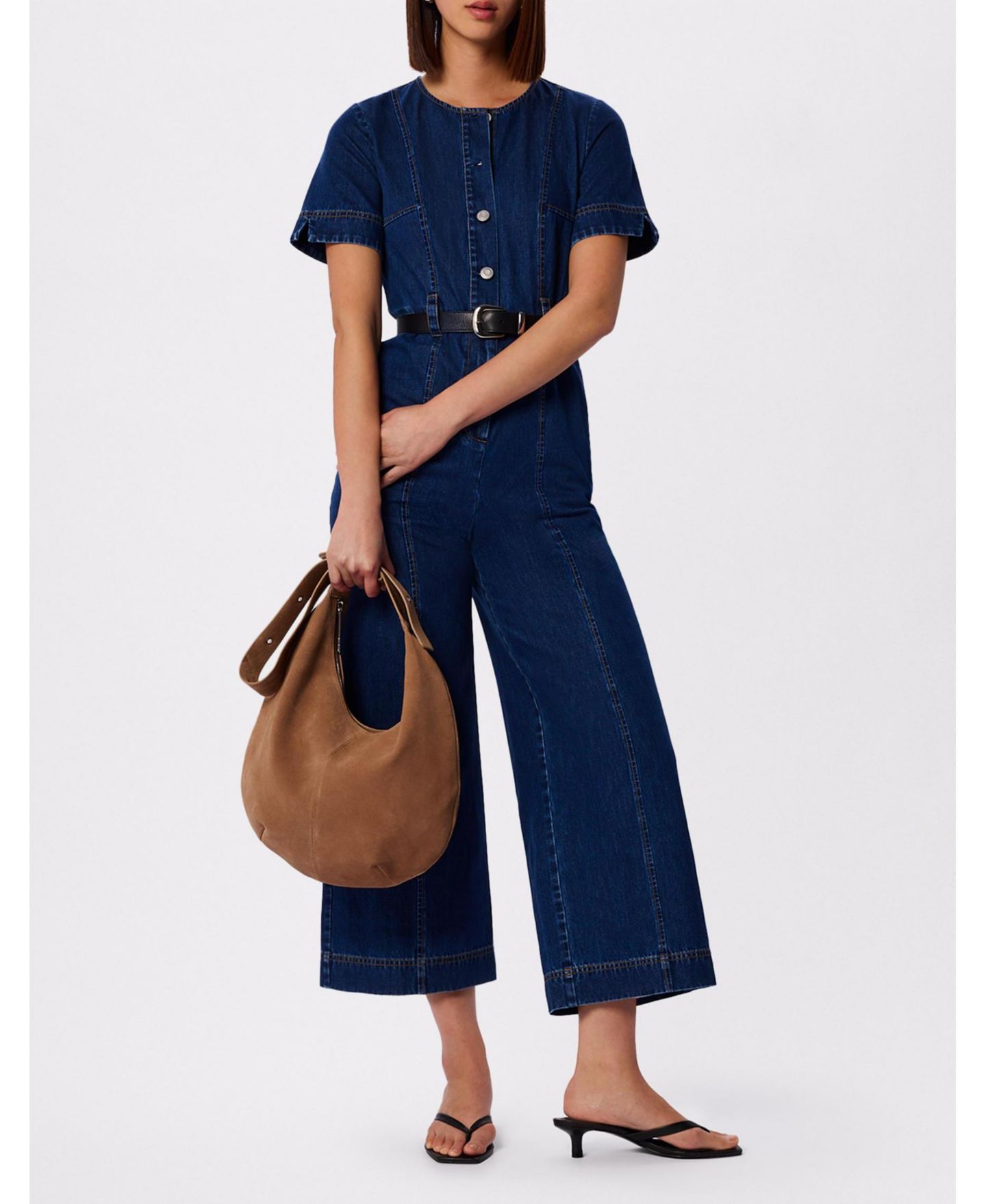 Женский комбинезон Whistles Button Down Jumpsuit, цвет: Тёмный синий — фото 6