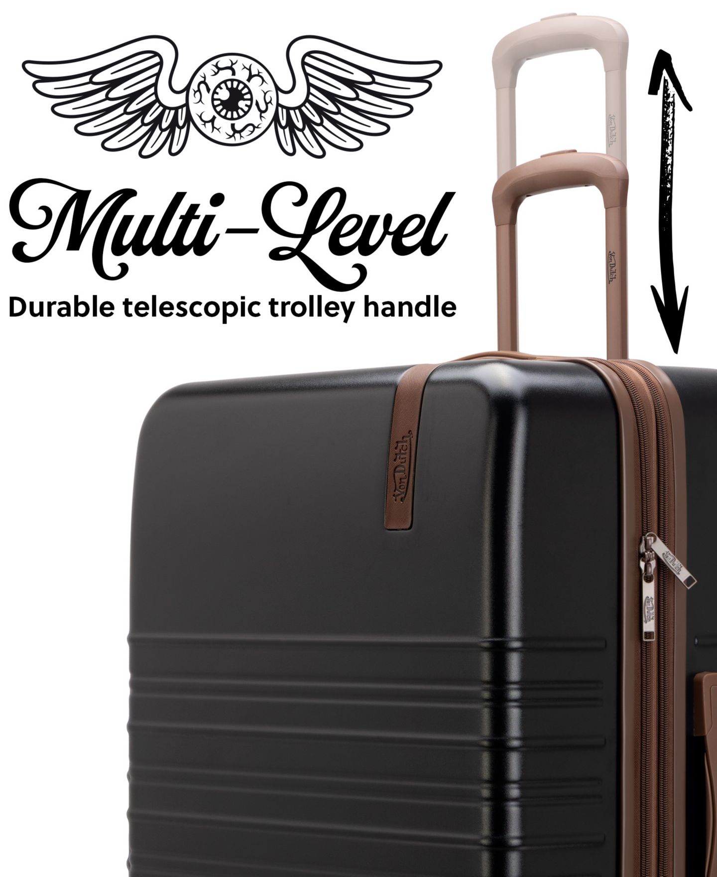 Чемоданы Von Dutch Retro Trek 3-Piece Expandable Hardside Spinner Luggage Set, цвет: Чёрный — фото 5