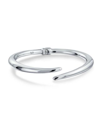 Modern Bypass Pointed Tip Bangle Bracelet .925 Lightweight Hinge Closure 7.5-8 Inch