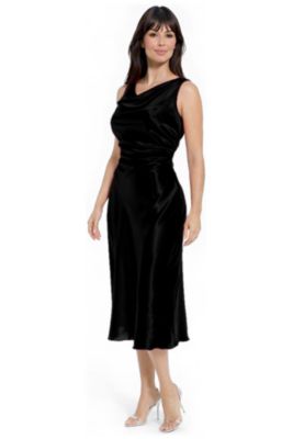 cowboy formal dress code Silk Midi Dress For Women Cowl Neck Pure Formal Dresses
