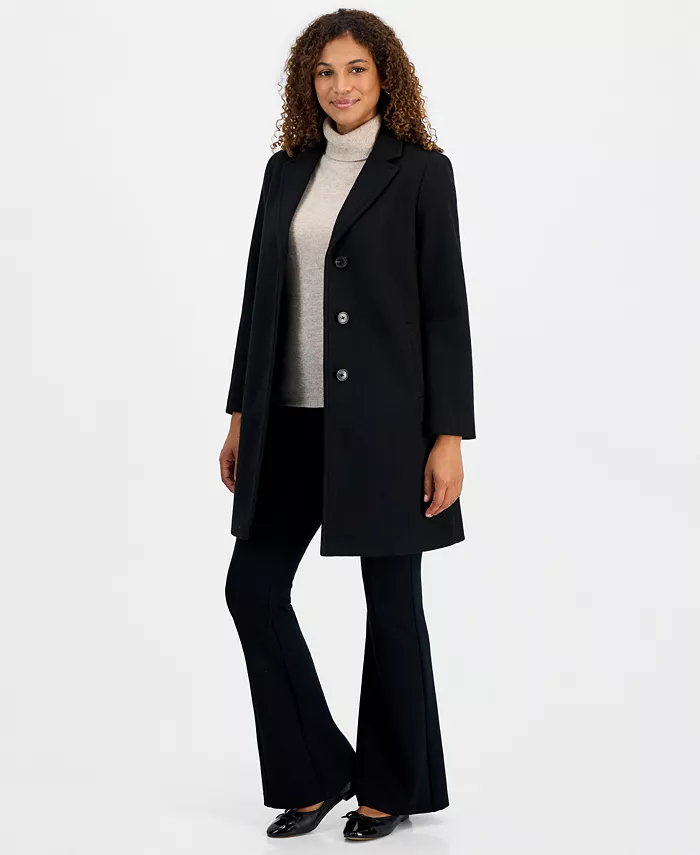 Women's Single-Breasted Herringbone Walker Coat, Created for Macy's