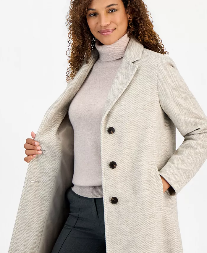Women's Single-Breasted Herringbone Walker Coat, Created for Macy's - thumbnail 9