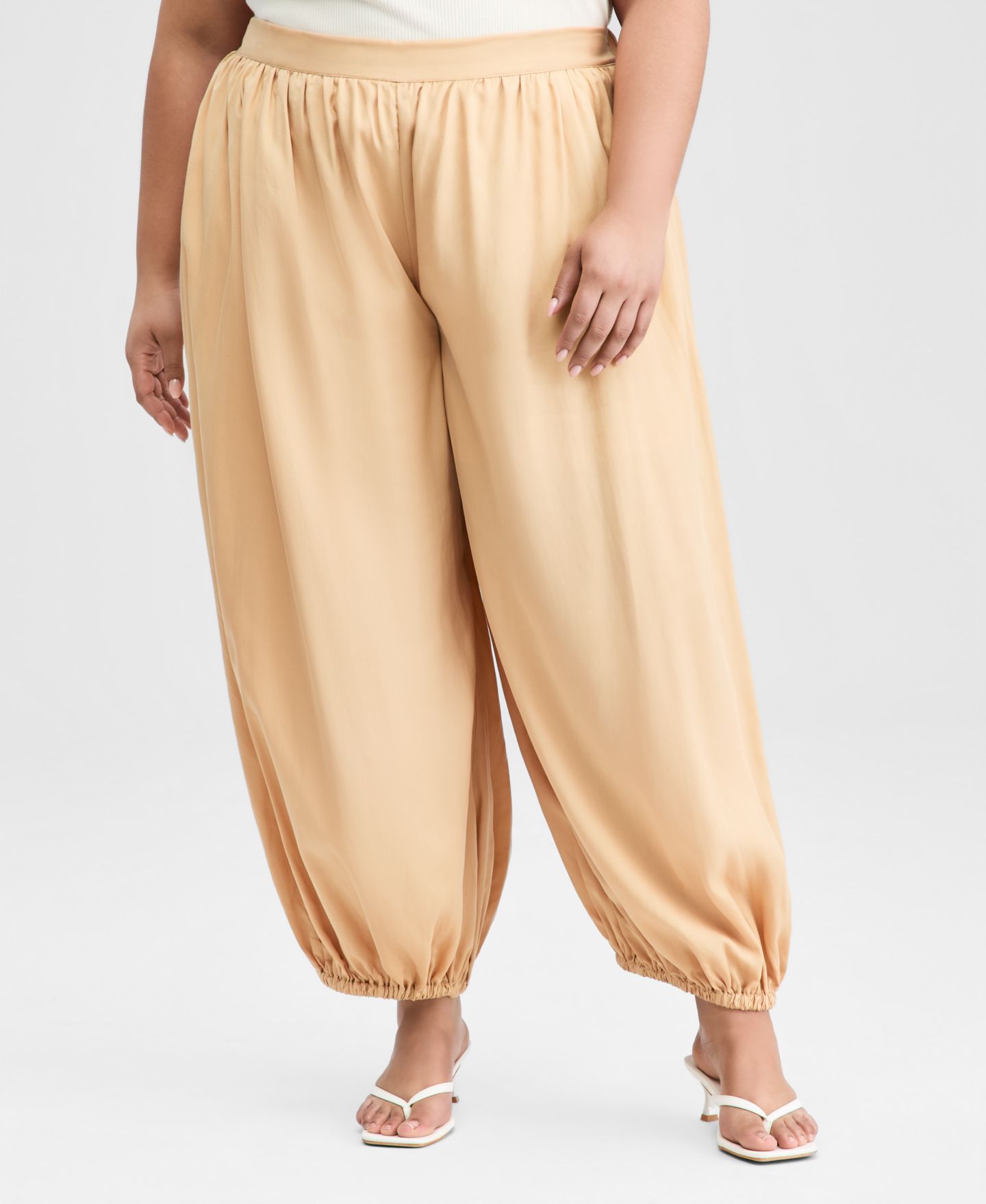 Женские брюки On 34th Trendy Plus Size Pull-On Elastic-Hem Balloon, цвет: Warm Sesame — фото 3