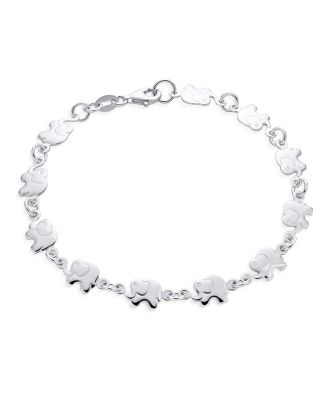 Zoo Animal Multi Charm Lucky Caravan of Elephant Bracelet , 7.5 Inch