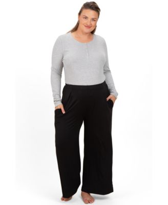 Plus Size Black Wide Leg Ankle Lounge Pants