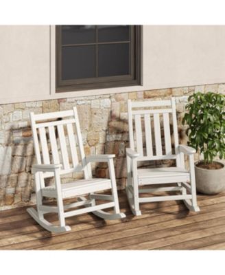 2 Piece All Weather Resistant Outdoor HDPE Porch Rocking Chair for Balcony Backyard Porch