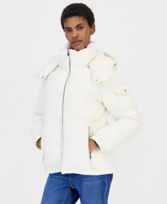 Women's Hooded Short Faux Fur Collar Puffer Coat