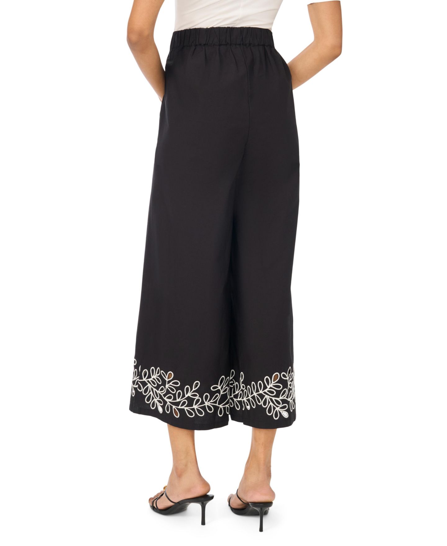 Женские брюки Vince Camuto High-Rise Tie-Waist Scallop Hem, цвет: Насыщенный чёрный — фото 5