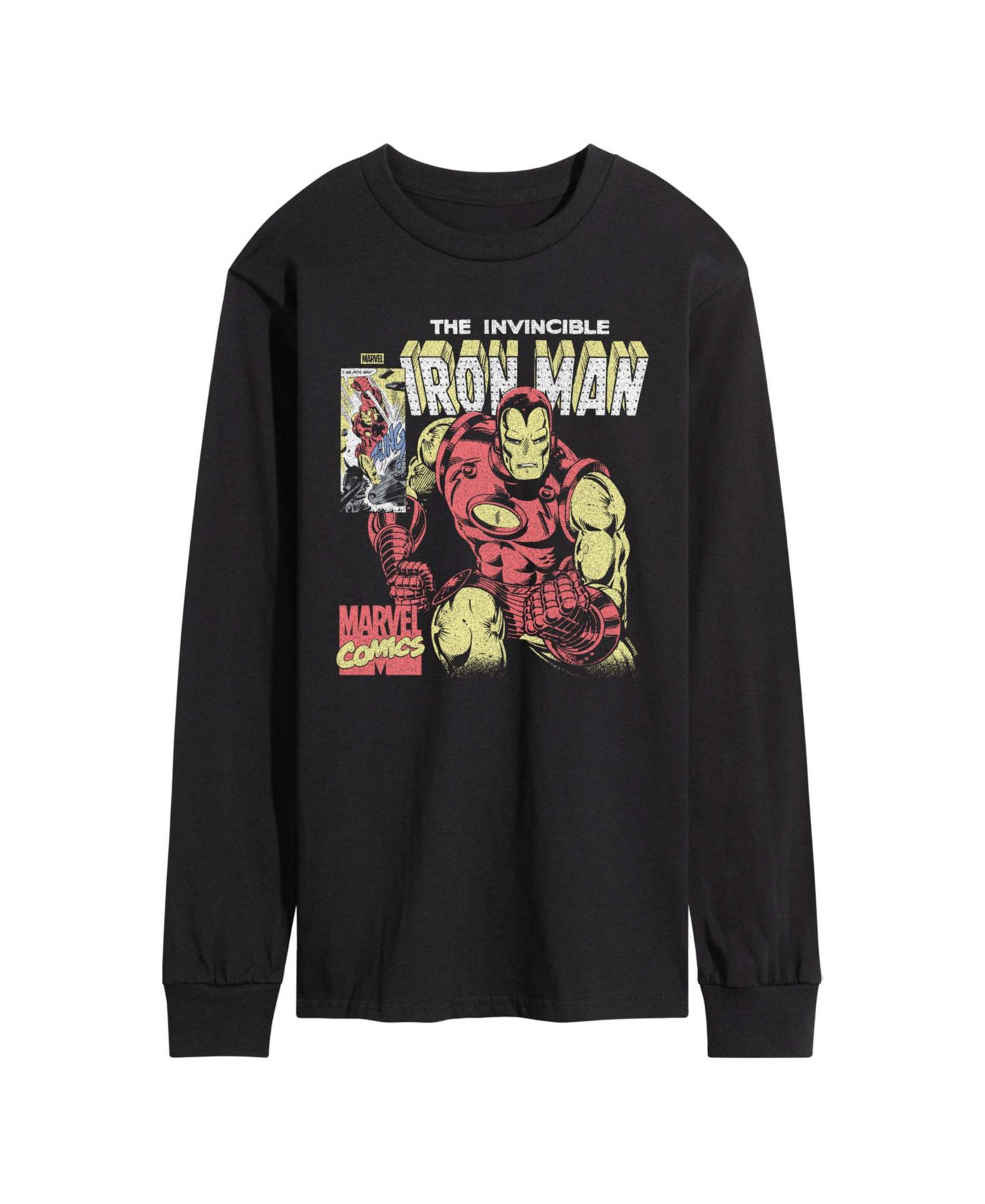 Мужская футболка AIRWAVES Iron Man Vintage Faded Comic Long-Sleeve Graphic, цвет: Чёрный — фото 1