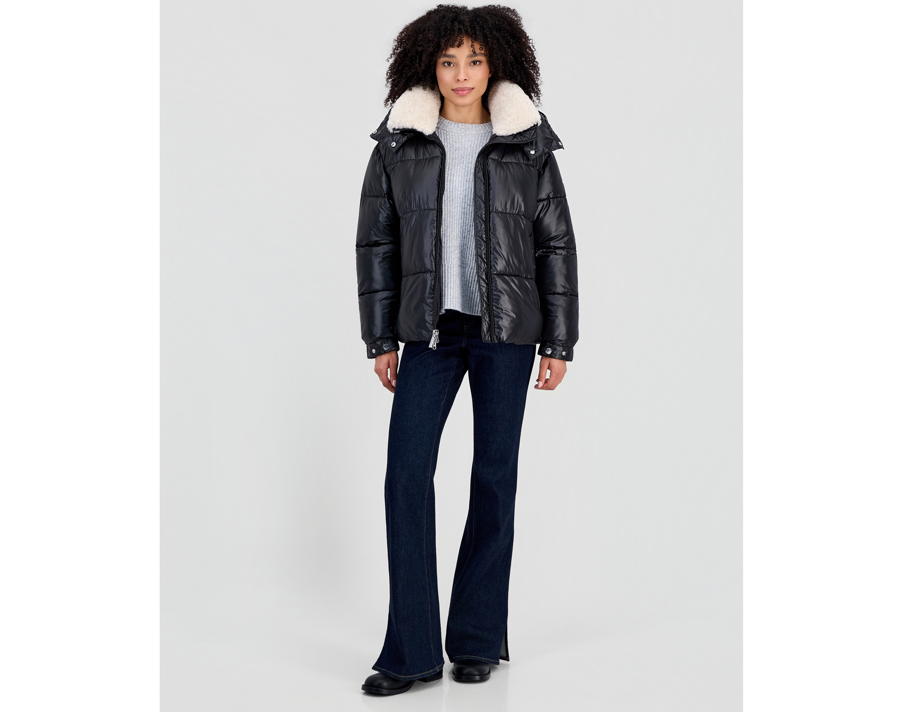 Michael Kors Women's Shine Hooded Sherpa Puffer Coat